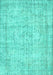 Machine Washable Abstract Turquoise Contemporary Area Rugs, wshcon1341turq