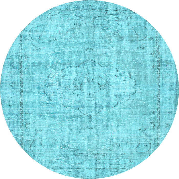 Round Machine Washable Abstract Light Blue Contemporary Rug, wshcon1341lblu