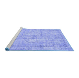 Sideview of Machine Washable Abstract Blue Contemporary Rug, wshcon1341blu