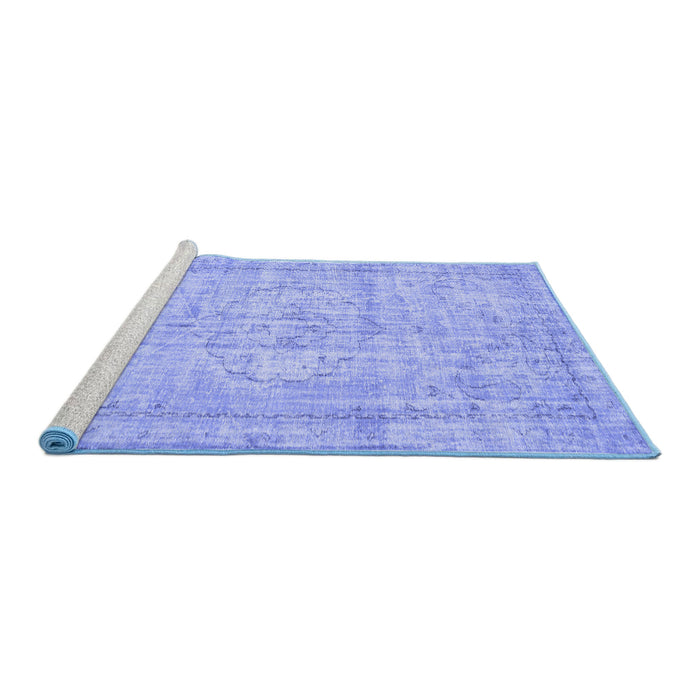 Sideview of Machine Washable Abstract Blue Contemporary Rug, wshcon1341blu