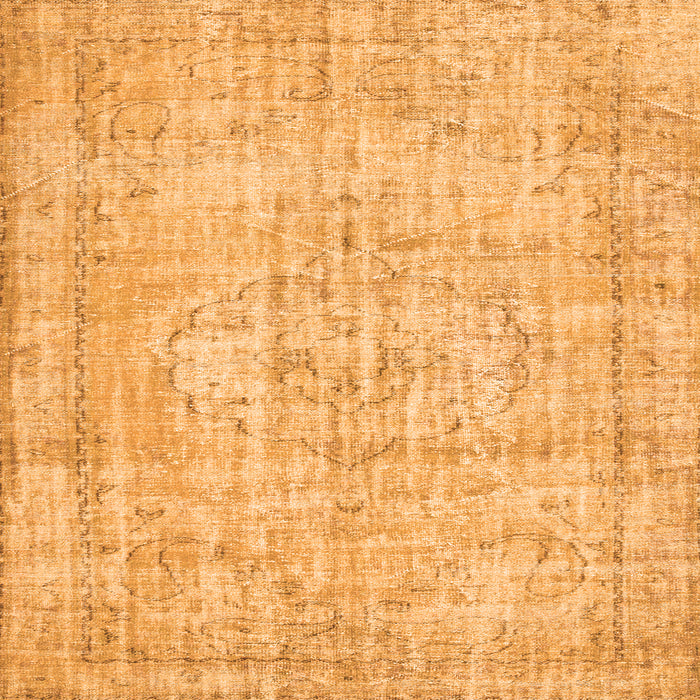 Round Machine Washable Abstract Orange Contemporary Area Rugs, wshcon1341org