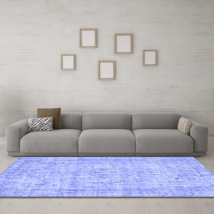 Machine Washable Abstract Blue Contemporary Rug in a Living Room, wshcon1341blu
