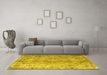 Machine Washable Abstract Yellow Contemporary Rug in a Living Room, wshcon1342yw