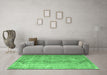 Machine Washable Abstract Emerald Green Contemporary Area Rugs in a Living Room,, wshcon1342emgrn