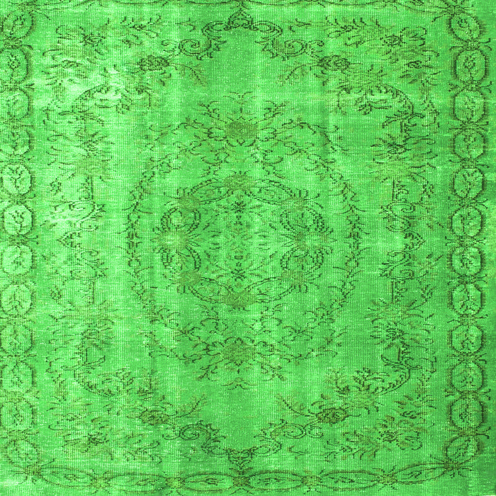 Round Machine Washable Abstract Green Contemporary Area Rugs, wshcon1342grn