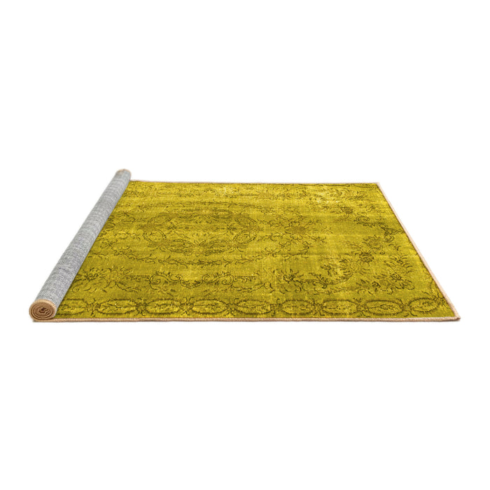 Sideview of Machine Washable Abstract Yellow Contemporary Rug, wshcon1342yw