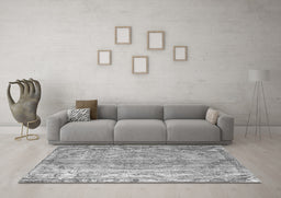 Machine Washable Abstract Gray Contemporary Rug in a Living Room,, wshcon1342gry