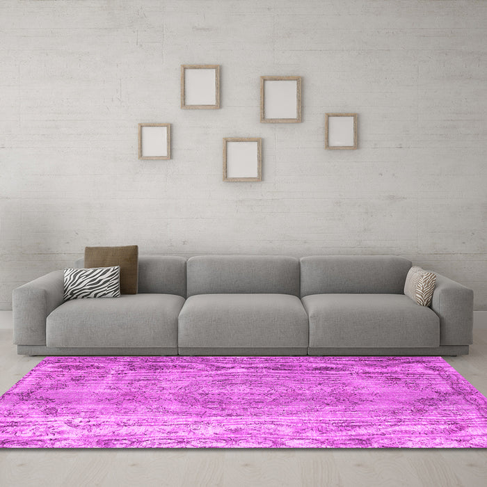 Machine Washable Abstract Pink Contemporary Rug in a Living Room, wshcon1342pnk