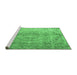 Sideview of Machine Washable Abstract Emerald Green Contemporary Area Rugs, wshcon1342emgrn