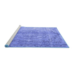 Sideview of Machine Washable Abstract Blue Contemporary Rug, wshcon1342blu
