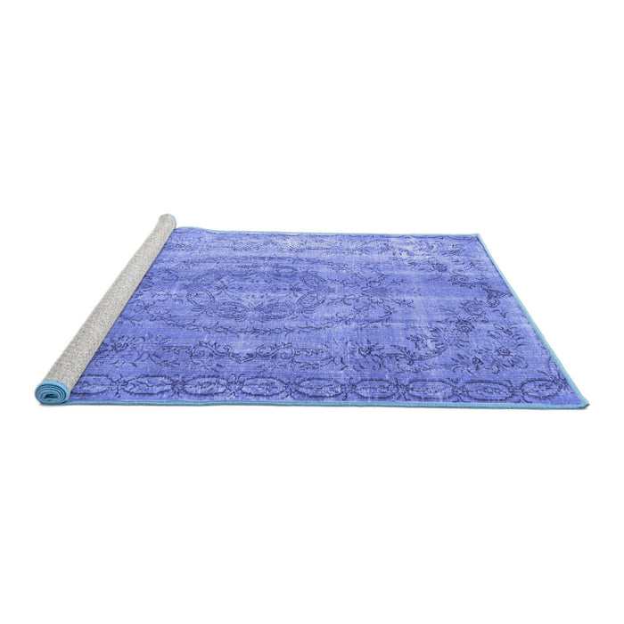 Sideview of Machine Washable Abstract Blue Contemporary Rug, wshcon1342blu