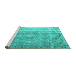 Sideview of Machine Washable Abstract Turquoise Contemporary Area Rugs, wshcon1342turq