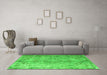 Machine Washable Abstract Green Contemporary Area Rugs in a Living Room,, wshcon1342grn