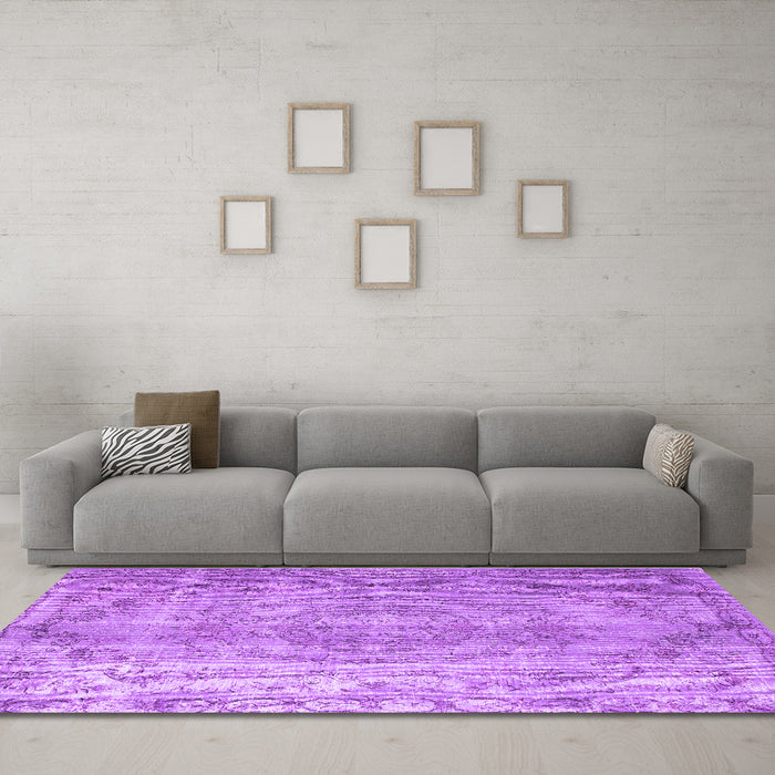 Machine Washable Abstract Purple Contemporary Area Rugs in a Living Room, wshcon1342pur