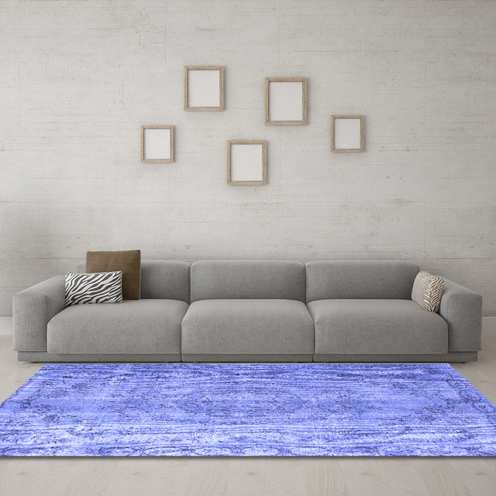 Machine Washable Abstract Blue Contemporary Rug in a Living Room, wshcon1342blu