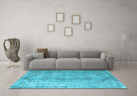 Machine Washable Abstract Light Blue Contemporary Rug, wshcon1342lblu