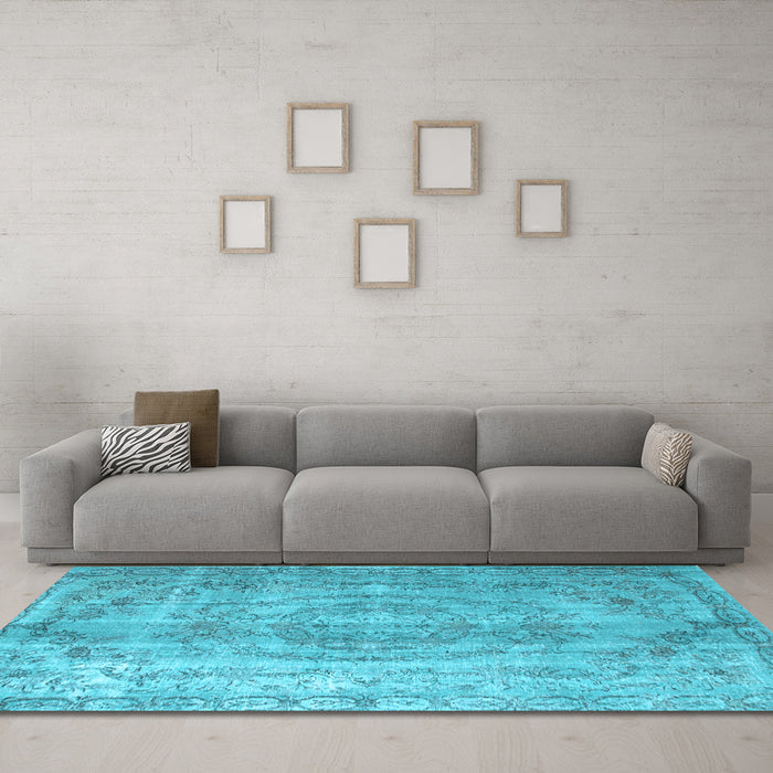 Machine Washable Abstract Light Blue Contemporary Rug in a Living Room, wshcon1342lblu