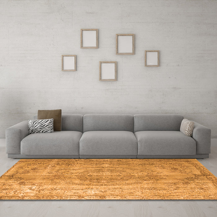 Machine Washable Abstract Orange Contemporary Area Rugs in a Living Room, wshcon1342org