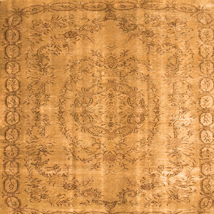 Round Machine Washable Abstract Orange Contemporary Area Rugs, wshcon1342org