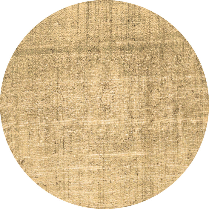Round Abstract Brown Contemporary Rug, con1343brn