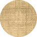 Round Abstract Brown Contemporary Rug, con1343brn