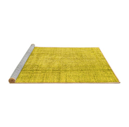 Sideview of Machine Washable Abstract Yellow Contemporary Rug, wshcon1343yw