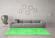 Machine Washable Abstract Green Contemporary Area Rugs in a Living Room,, wshcon1343grn