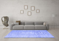 Machine Washable Abstract Blue Contemporary Rug, wshcon1343blu