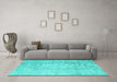 Machine Washable Abstract Turquoise Contemporary Area Rugs in a Living Room,, wshcon1343turq