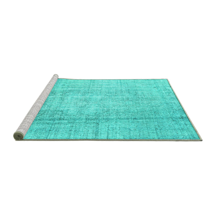 Sideview of Machine Washable Abstract Turquoise Contemporary Area Rugs, wshcon1343turq