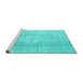 Sideview of Machine Washable Abstract Turquoise Contemporary Area Rugs, wshcon1343turq