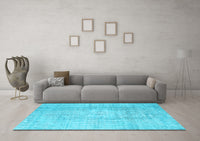 Machine Washable Abstract Light Blue Contemporary Rug, wshcon1343lblu