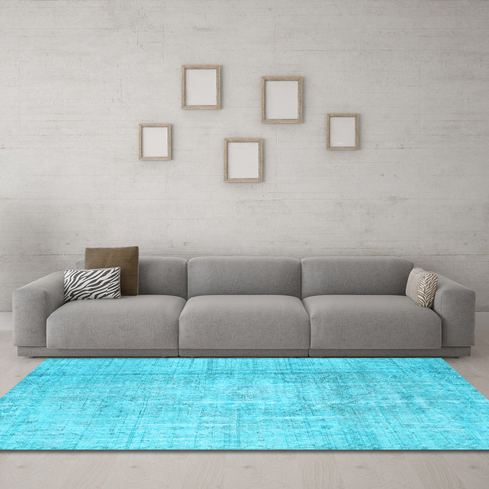 Machine Washable Abstract Light Blue Contemporary Rug in a Living Room, wshcon1343lblu
