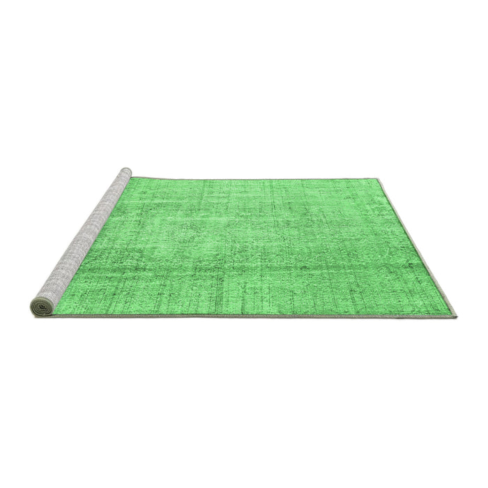 Sideview of Machine Washable Abstract Emerald Green Contemporary Area Rugs, wshcon1343emgrn