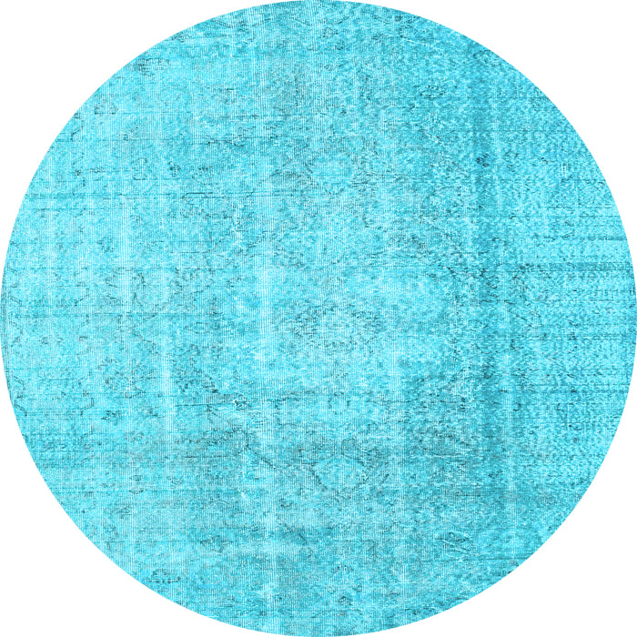 Round Abstract Light Blue Contemporary Rug, con1343lblu