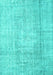 Machine Washable Abstract Turquoise Contemporary Area Rugs, wshcon1343turq