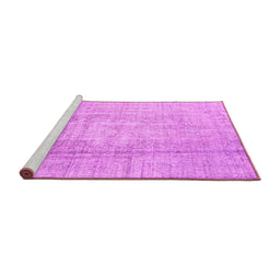 Sideview of Machine Washable Abstract Pink Contemporary Rug, wshcon1343pnk