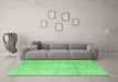 Machine Washable Abstract Emerald Green Contemporary Area Rugs in a Living Room,, wshcon1343emgrn