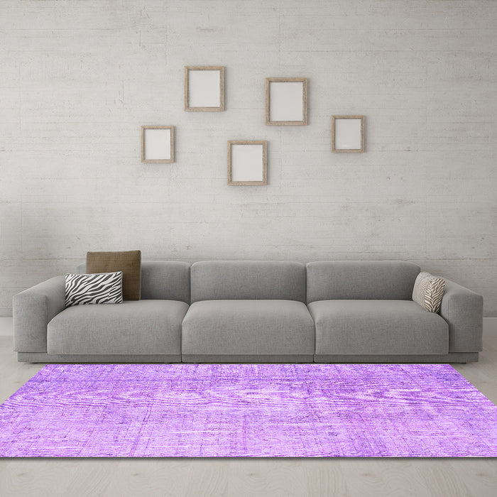 Machine Washable Abstract Purple Contemporary Area Rugs in a Living Room, wshcon1343pur