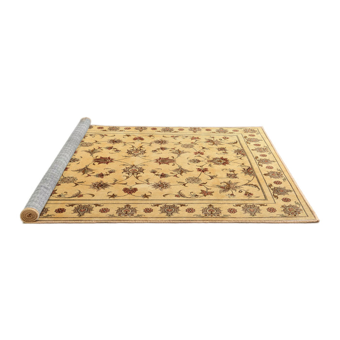 Serging Thickness of Machine Washable Contemporary Chrome Gold Yellow Rug, wshcon1344