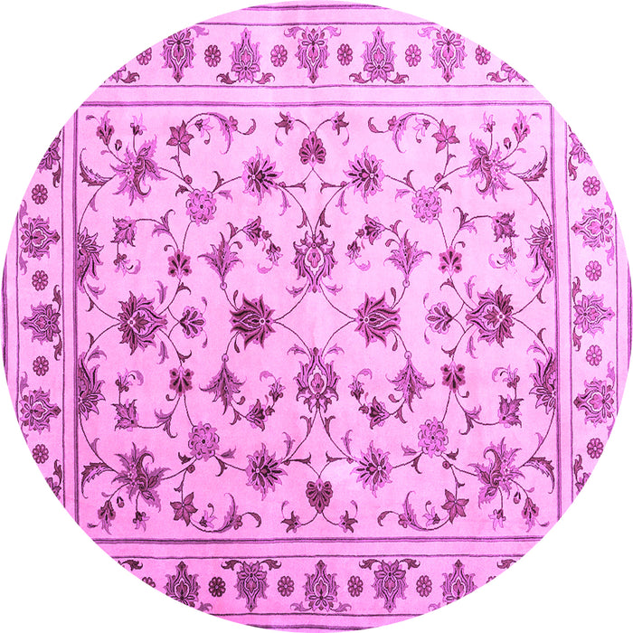 Round Machine Washable Persian Purple Traditional Area Rugs, wshcon1344pur