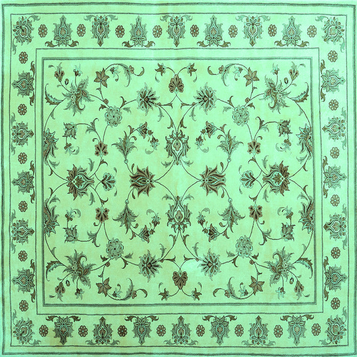 Square Machine Washable Persian Turquoise Traditional Area Rugs, wshcon1344turq