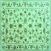 Square Machine Washable Persian Turquoise Traditional Area Rugs, wshcon1344turq