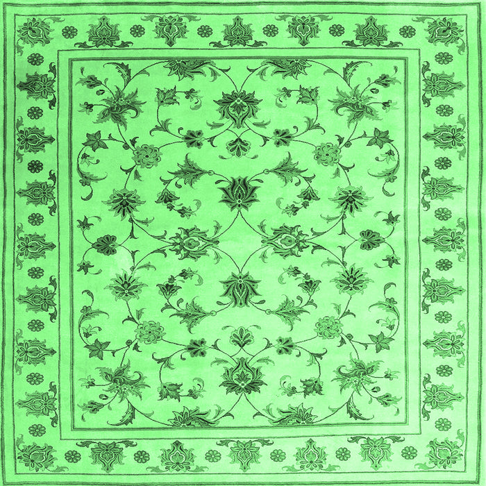 Square Persian Emerald Green Traditional Rug, con1344emgrn