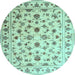 Round Machine Washable Persian Light Blue Traditional Rug, wshcon1344lblu