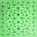 Square Machine Washable Persian Emerald Green Traditional Area Rugs, wshcon1344emgrn