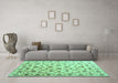 Machine Washable Persian Turquoise Traditional Area Rugs in a Living Room,, wshcon1344turq