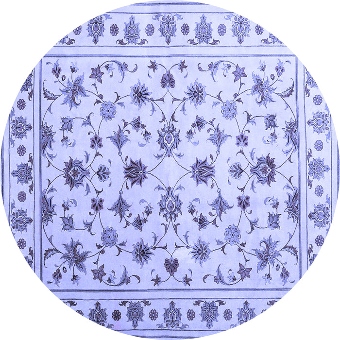 Round Machine Washable Persian Blue Traditional Rug, wshcon1344blu