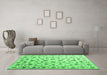 Machine Washable Persian Emerald Green Traditional Area Rugs in a Living Room,, wshcon1344emgrn