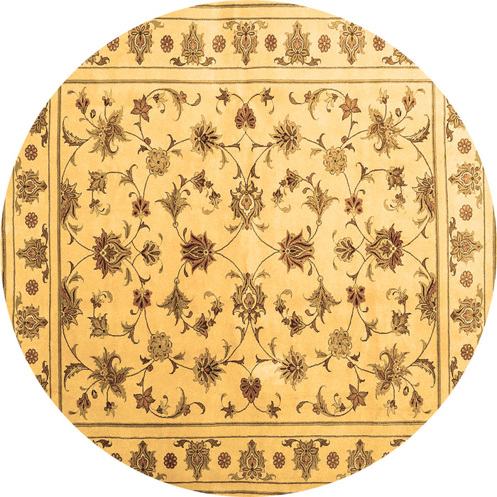 Round Persian Brown Traditional Rug, con1344brn
